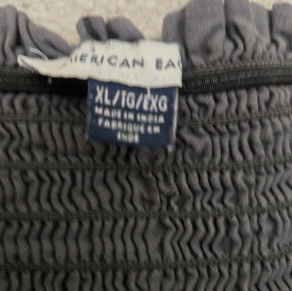 American Eagle Tank Top Shirt Lace Smocked Eyelet Babydoll Charcoal Women's XL - Picture 14 of 16